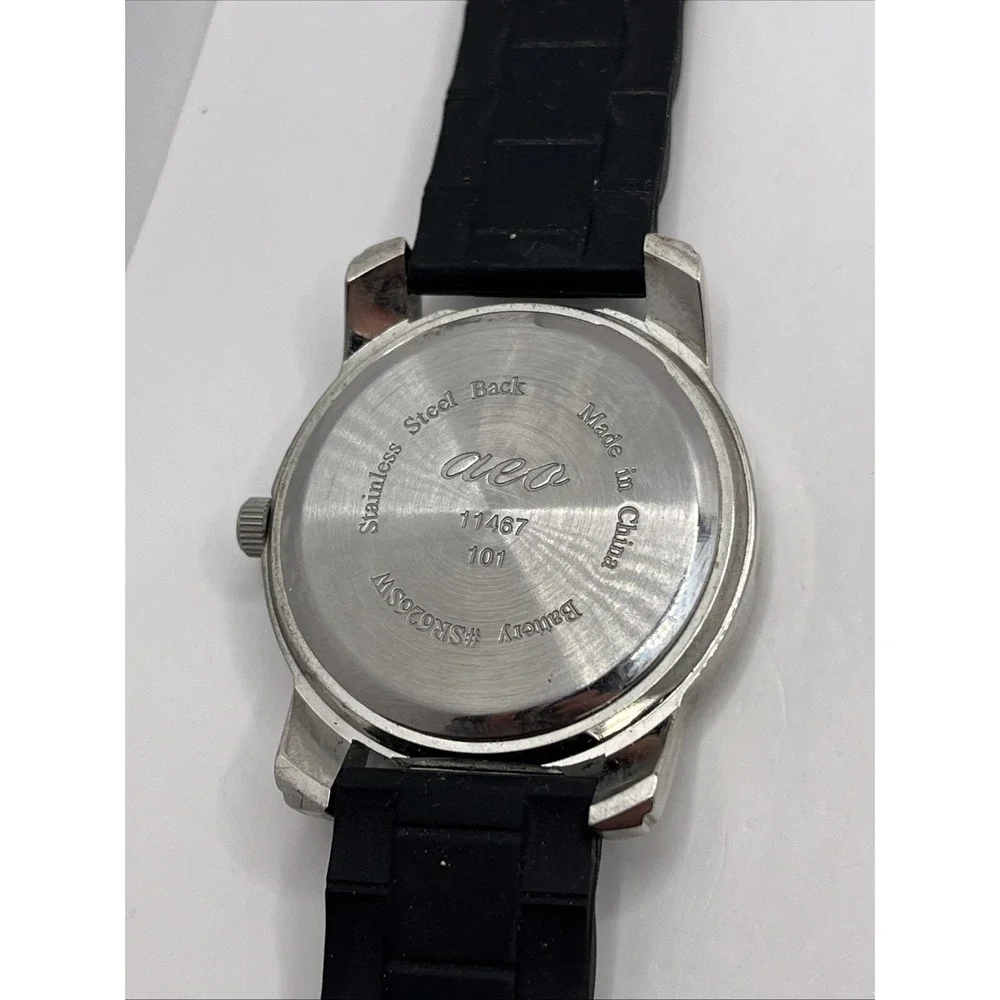 American‎ Eagle Outfitters Women's Quartz Watch Black Silicone Band- New Battery